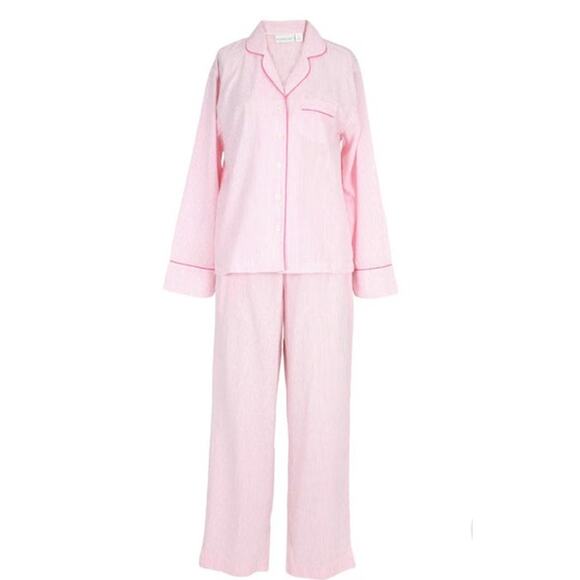 NWT!NEEDHAM LANE Pink Striped Seersucker Long-Sleeve Pajamas - Medium